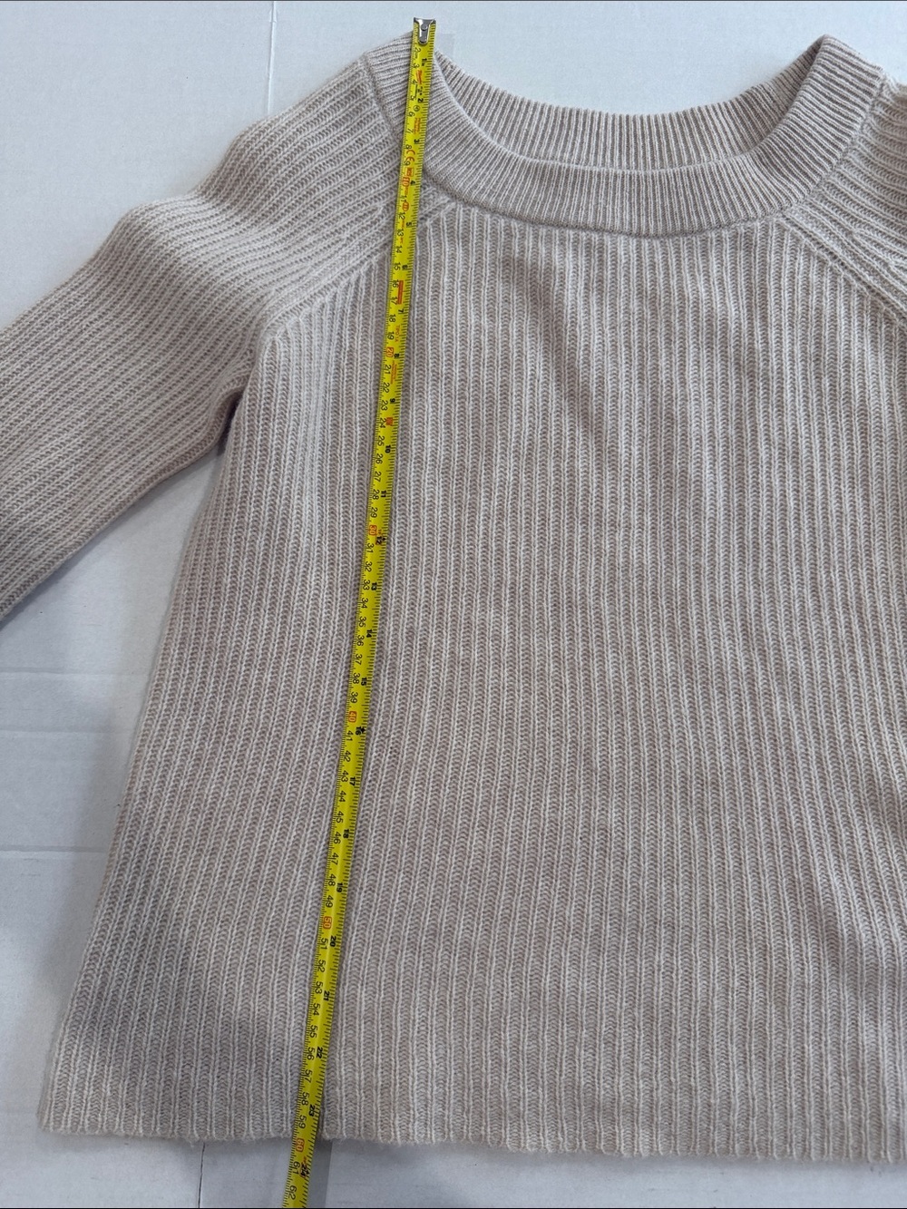 Only Mine Beige Ribbed Crewneck Sweater with Side Braid - Picture 5 of 12